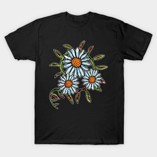 Bright daisy flowers with swirly leaves T-Shirt